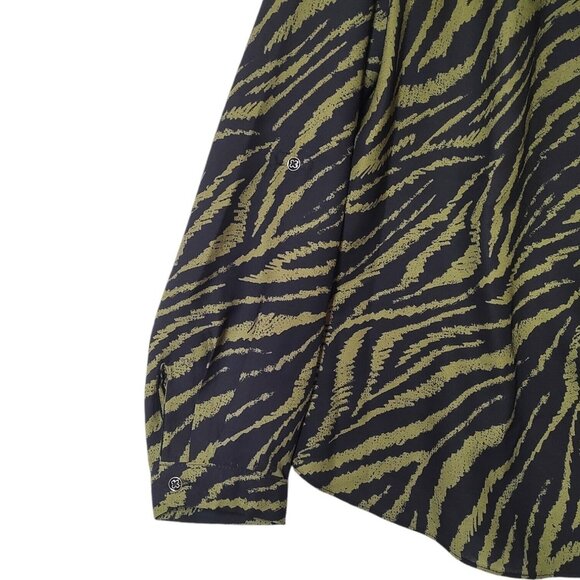 Rebecca Malone Green Black Zebra Print Top Long Sleeves Size Medium NWT $44 - Picture 6 of 9